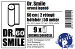 Dr. Smile orvosi lepedő, 60 cm széles, 50 méteres, 2 rétegű, hófehér, 100% cellulóz, 9 tekercs/doboz