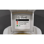 G-Vent innovatív ventilátoros légfrissítő készülék Venturi-hatású légáramlással, akár 55m3 illatosítására, elemes, műanyag, fehér