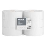 Katrin Plus Jumbo Toilet L toalettpapír (wc papír), 27cm, 2 rétegű, hófehér, 1000 lapos, 250 méter/tekercs, 100% cellulóz, 6 tekercs/zsák