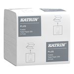 Katrin Plus Folded Toilet Paper 250 hajtogatott toalettpapír (wc papír), 2 rétegű, hófehér, 250 lapos, handypack, 40 csomag/zsák