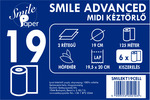 Smile Advanced midi tekercses kéztörlő, 19 cm átmérő, 125 méter, 2 rétegű, hófehér, 100% cellulóz, 6 tekercs/zsák