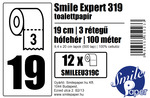 Smile Expert 319 prémium toalettpapír (wc papír), 19 cm átmérő, 100 méter, 3 rétegű, hófehér, 100% cellulóz, 12 tekercs/zsák