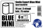 Smile Expert Blue mini ipari kéztörlő/papírtölő, 3 rétegű, 19 cm átmérő, 375 lapos, 19x20 cm lapméret, 100% cellulóz, 6 tekercs/zsák