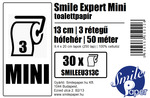 Smile Expert mini toalettpapír (wc papír), 3 rétegű, hófehér, 250 lapos, 50 méter hosszú, 100% cellulóz, 30 tekercs/zsák