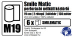 Smile Matic tekercses kéztörlő, perforáció nélküli, 19 cm átmérő, 150 méter, 2 rétegű, hófehér, 100% cellulóz, 6 tekercs/zsák