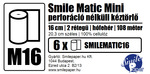 Smile Matic mini tekercses kéztörlő, perforáció nélküli, 16 cm átmérő, 108 méter, 2 rétegű, hófehér, 100% cellulóz, 6 tekercs/zsák