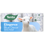 Tento Ellegance Blue Decor toalettpapír (wc papír), 3 rétegű, 150 lapos, 8 tekercs/csomag