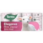 Tento Ellegance Pink Decor toalettpapír (wc papír), 3 rétegű, 150 lapos, 8 tekercs/csomag