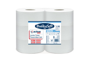 BulkySoft Active Clean Maxi Jumbo toalettpapír (wc papír), 26cm, 2 rétegű, hófehér, 260 méter/tekercs, 6 tekercs/zsák