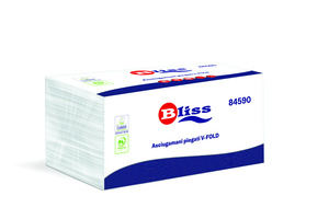 BulkySoft Bliss V ''210'' TRIM hajtogatott kéztörlő, 2 rétegű, hófehér, 22x21 cm, 210 lap, 15 csomag/doboz