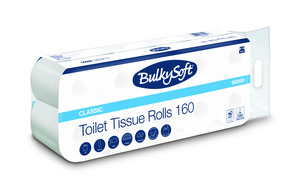 BulkySoft Classic 10 toalettpapír (wc papír), 2 rétegű, 160 lapos, fehér, 10 tekercs/csomag