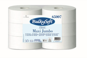 BulkySoft Classic maxi Jumbo toalettpapír (wc papír), 26cm, 2 rétegű, hófehér, 260 méter/tekercs, 6 tekercs/zsák