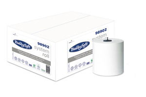 BulkySoft Universal System laponkénti adagolású kéztörlő (MTC), 20 cm, 2 rétegű, hófehér, 250 méter/tekercs, 100% cellulóz, 6 tekercs/doboz