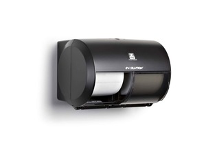 BulkySoft Evsolution 2-ROLL toalettpapír (wc papír) adagoló, fekete (egyenkénti lapadagolás)