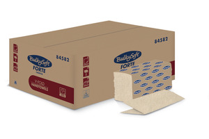 BulkySoft Forte Havana V hajtogatott kéztörlő, 2 rétegű, barna, 24x21 cm, 200 lap, 100% újrahasznosított, 20 csomag/karton