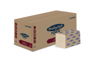 BulkySoft Forte Havana V hajtogatott szalvéta, 2 rétegű, 16x21 cm, 200 lap, barna, 100% újrahasznosított, 20 csomag/karton
