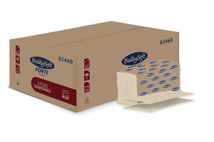 BulkySoft Forte Havana Z hajtogatott kéztörlő, 2 rétegű, barna, 23,5x24 cm, 150 lap, 100% újrahasznosított, 25 csomag/karton