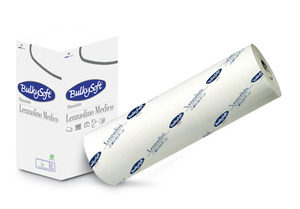BulkySoft Premium orvosi lepedő, 50 cm széles, 80 méteres, 2 rétegű, hófehér, 100% cellulóz, 6 tekercs/doboz
