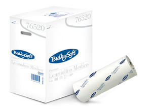 BulkySoft Excellence orvosi lepedő, 60 cm széles, 80 méteres, 2 rétegű, hófehér, 100% cellulóz, 6 tekercs/doboz