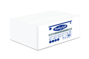 BulkySoft Premium Autocut laponkénti adagolású kéztörlő, 18 cm, 2 rétegű, hófehér, 150 méter/tekercs, 100% cellulóz, 6 tekercs/doboz