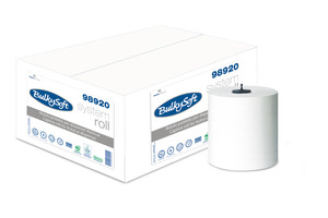 BulkySoft Advanced System laponkénti adagolású kéztörlő (MTC), 18 cm, 2 rétegű, hófehér, 150 méter/tekercs, 100% cellulóz, 6 tekercs/doboz