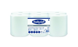 BulkySoft Premium Wiper rolls 108 belsőmagos tekercses kéztörlő, 19 cm, 2 rétegű, hófehér, 450 lap, 108 méter/tekercs, 100% cellulóz, 6 tekercs/zsák