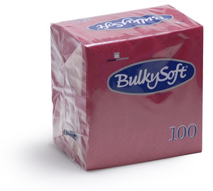 BulkySoft szalvéta bordó, 2 rétegű, 33x33 cm, 100 lap, 1/4 hajtott, 20 csomag/karton