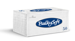 BulkySoft szalvéta fehér, 2 rétegű, 33x33 cm, 50 lap, 1/8 hajtott, 40 csomag/karton