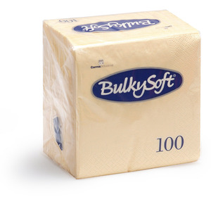 BulkySoft szalvéta krém, 2 rétegű, 24x24 cm, 100 lap, 1/4 hajtott, 20 csomag/karton