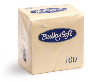 BulkySoft szalvéta krém, 2 rétegű, 33x33 cm, 100 lap, 1/4 hajtott, 20 csomag/karton