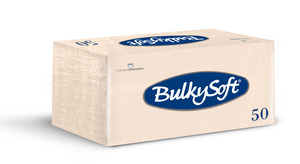 BulkySoft szalvéta krém, 2 rétegű, 33x33 cm, 50 lap, 1/8 hajtott, 40 csomag/karton