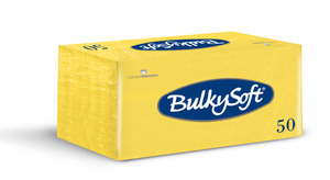 BulkySoft szalvéta sárga, 2 rétegű, 33x33 cm, 50 lap, 1/8 hajtott, 40 csomag/karton