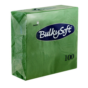 BulkySoft szalvéta sötétzöld, 2 rétegű, 33x33 cm, 100 lap, 1/4 hajtott, 20 csomag/karton
