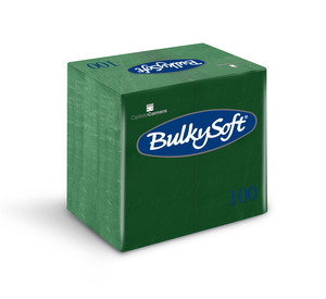 BulkySoft szalvéta sötétzöld, 2 rétegű, 40x40 cm, 100 lap, 1/8 hajtott, 20 csomag/karton