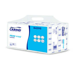Carind Exclusive V hajtogatott kéztörlő, 2 rétegű, fehér, 21x21 cm, 250 lap, Easybag csomagolás, 12 csomag/zsák