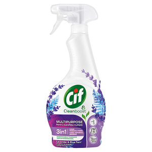 Cif Cleanboost 3in1 általános tisztító spray levendula és kék páfrány illattal, 500 ml