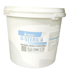 D-Steril 4 klórtabletta, általános fertőtlenítőszer, 5 kg/kb. 1650 db