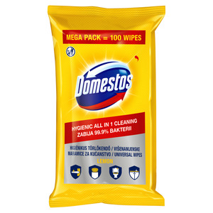 Domestos higiénikus törlőkendő, 100 db-os, többféle