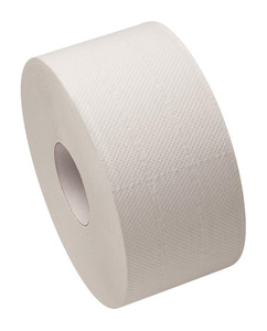 Mini jumbo toalettpapír (wc papír), 19 cm átmérő, 1 rétegű, natúr, 100% újrahasznosított, 120 méter/tekercs, 12 tekercs/zsák