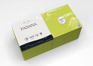 Fasana Dinner szalvéta lime zöld, 3 rétegű, 40x40 cm, 250 lap, 1/4 hajtott, 4 csomag/karton
