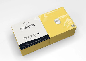 Fasana Dinner szalvéta napsárga, 2 rétegű, 40x40 cm, 250 lap, 1/4 hajtott, 6 csomag/karton