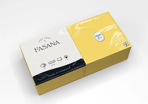 Fasana Dinner szalvéta napsárga, 2 rétegű, 40x40 cm, 250 lap, 1/4 hajtott, 6 csomag/karton