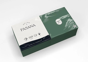 Fasana Dinner szalvéta smaragd zöld, 2 rétegű, 40x40 cm, 250 lap, 1/4 hajtott, 6 csomag/karton