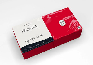 Fasana Dinner szalvéta vörös, 2 rétegű, 40x40 cm, 250 lap, 1/4 hajtott, 6 csomag/karton