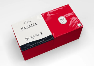 Fasana Dinner szalvéta vörös, 3 rétegű, 40x40 cm, 250 lap, 1/4 hajtott, 4 csomag/karton