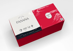 Fasana Dinner szalvéta vörös, 3 rétegű, 40x40 cm, 250 lap, 1/8 hajtott, 4 csomag/karton