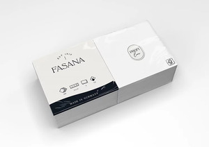 Fasana Lunch szalvéta fehér, 2 rétegű, 33x33 cm, 250 lap, 1/4 hajtott, 8 csomag/karton