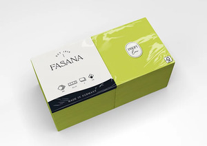 Fasana Lunch szalvéta lime zöld, 3 rétegű, 33x33 cm, 250 lap, 1/4 hajtott, 4 csomag/karton