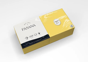 Fasana Lunch szalvéta sárga, 2 rétegű, 33x33 cm, 250 lap, 1/4 hajtott, 6 csomag/karton