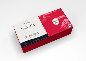 Fasana Lunch szalvéta vörös, 2 rétegű, 33x33 cm, 250 lap, 1/4 hajtott, 6 csomag/karton